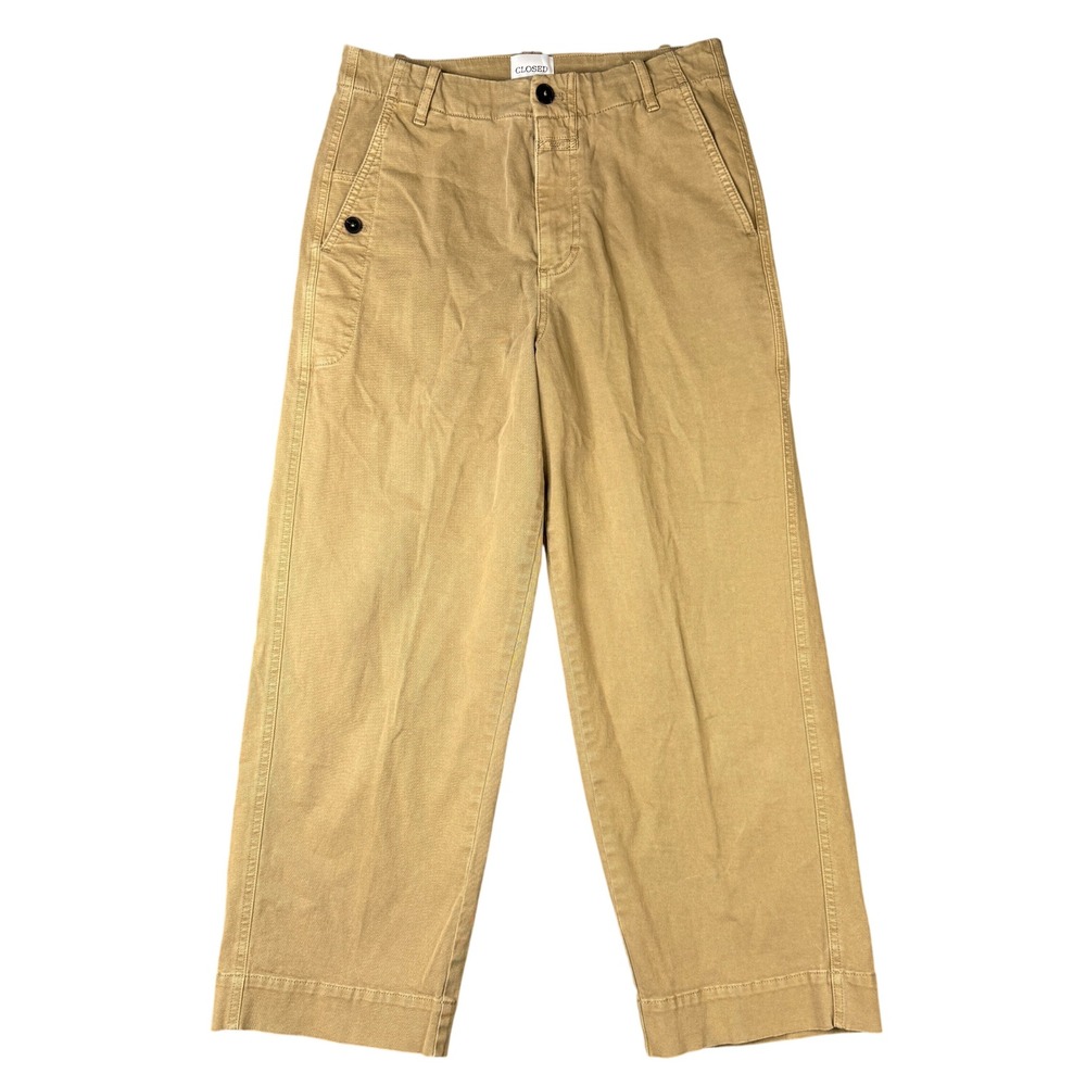 CLOSED A-Shape Wide Leg Chino Pants Tan Khaki Organic Cotton C21086-302-AM